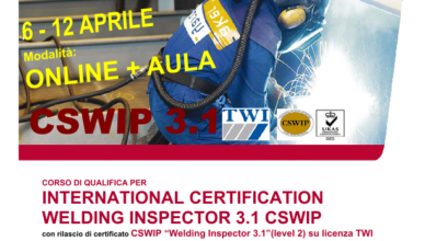 corso welding inspector ispettore di saldatura